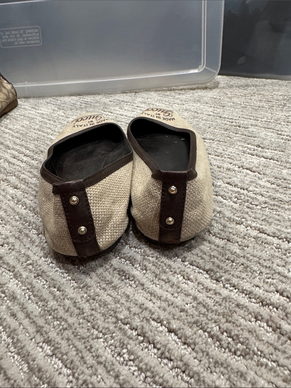 Vintage Gucci Logo Canvas Ballet Flats Made in Italy Size 40 - Picture 3 of 5